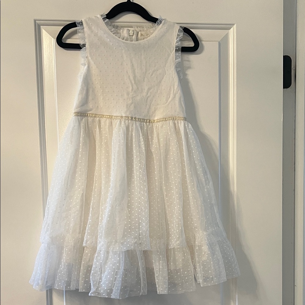 Mini Boden White and Gold Kids Dress